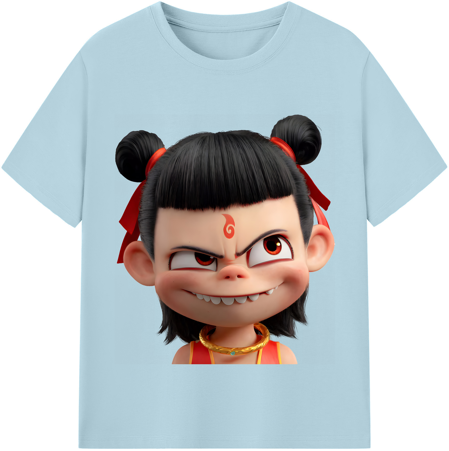 （画像用） Ne Zha 2 ナタ 魔童の大暴れ 綿100％半袖Tシャツ（フロントプリント）